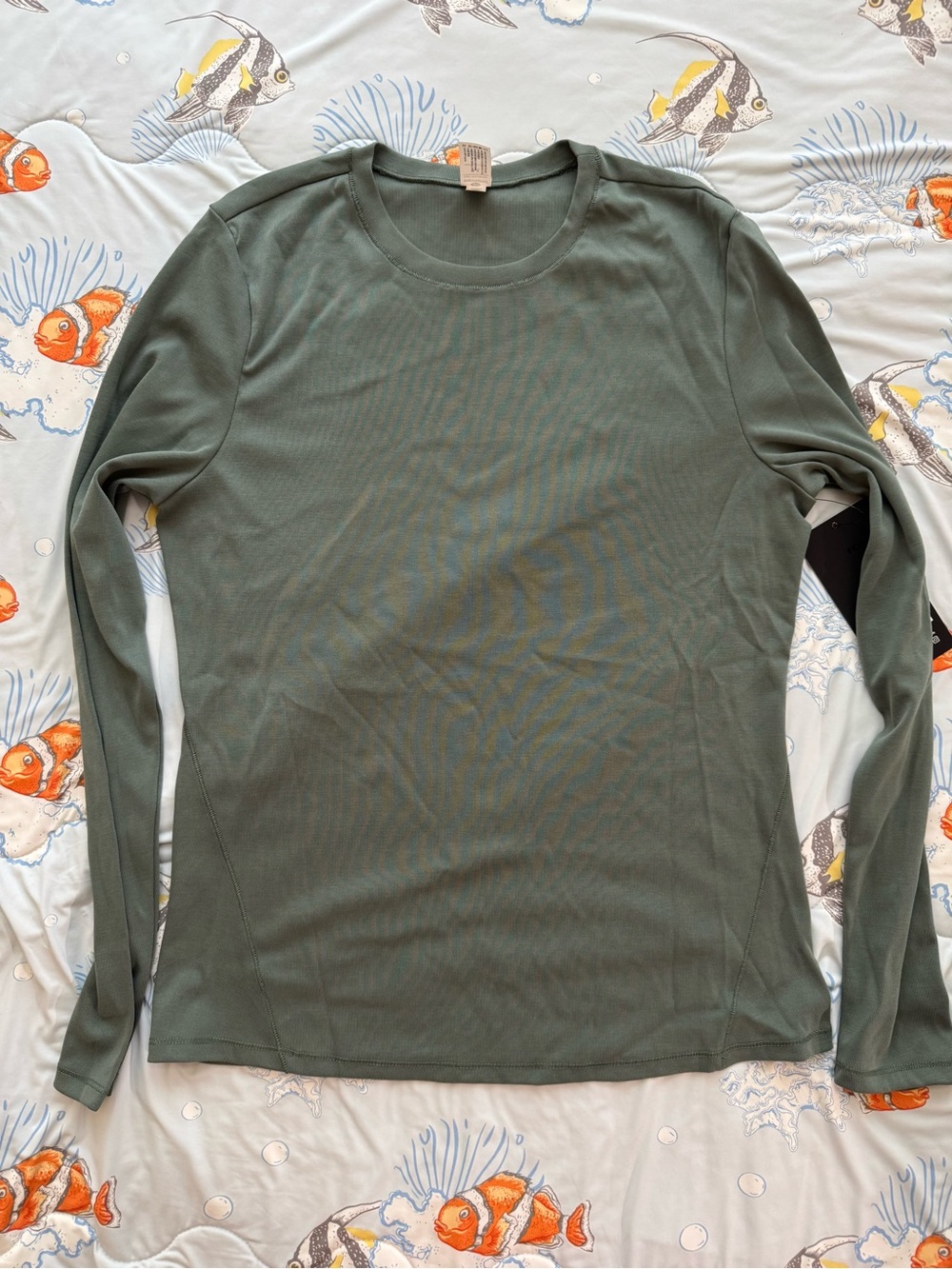 90 Degree Reflex Baby Texture Rib Crew Neck Top in Sage Green